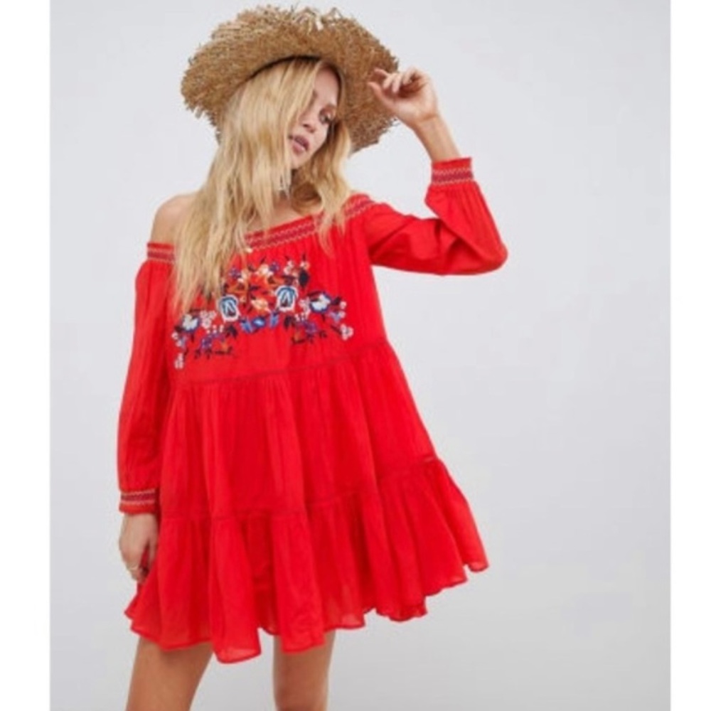 Free people Sun Beams embroidered dress